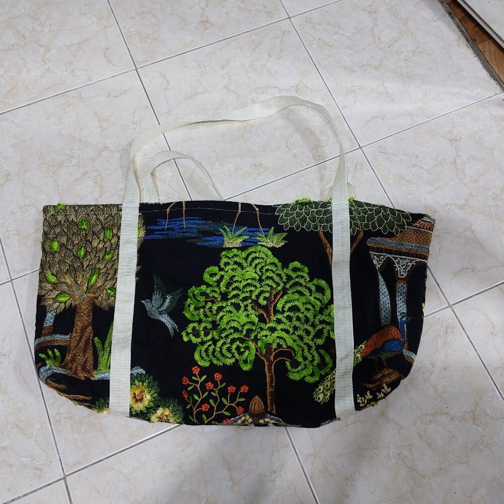 DIY Newbie Sewer Beautiful Print TOTE BAG 1 Pocket Inside From Leftover Fabric